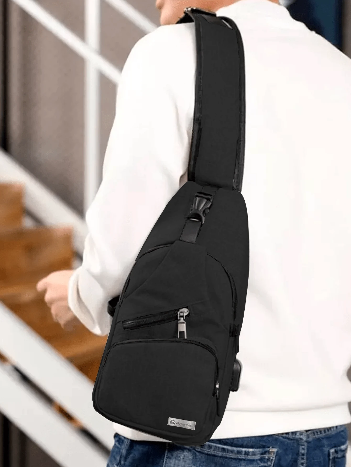 Mochila Cruzada Bluelander: Impermeable, Antirrobo y con Carga USB