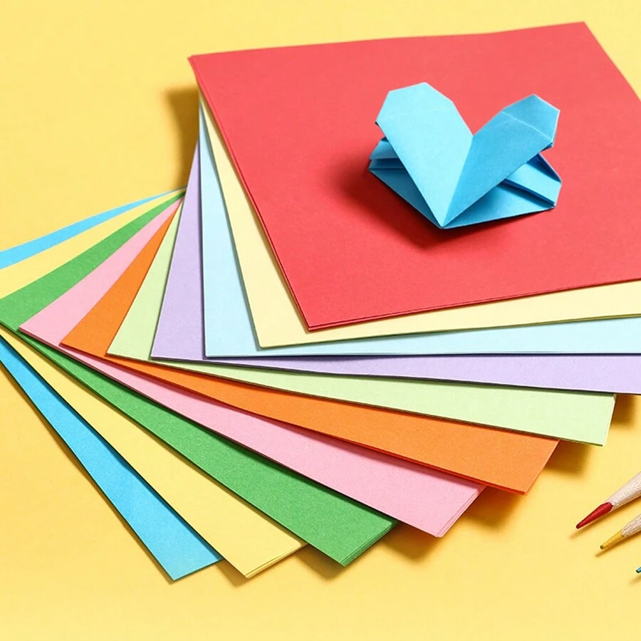 100 piezas de Origami cuadrado de colores, Origami hecho a mano, papel de colores para hacer grullas de papel plegado, papel hecho a mano de colores