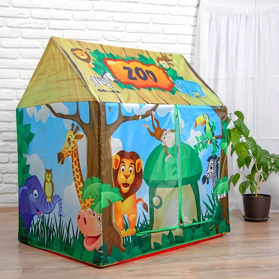 1 pezzo Tenda da gioco per bambini con motivo parco di animali selvagici, forma creativa, portatile, spazio da gioco immaginativo per interni ed esterni, angolo lettura, regalo perfetto per il compleanno degli amici per esplorare divertimento e interattività, amore di San Valentino
