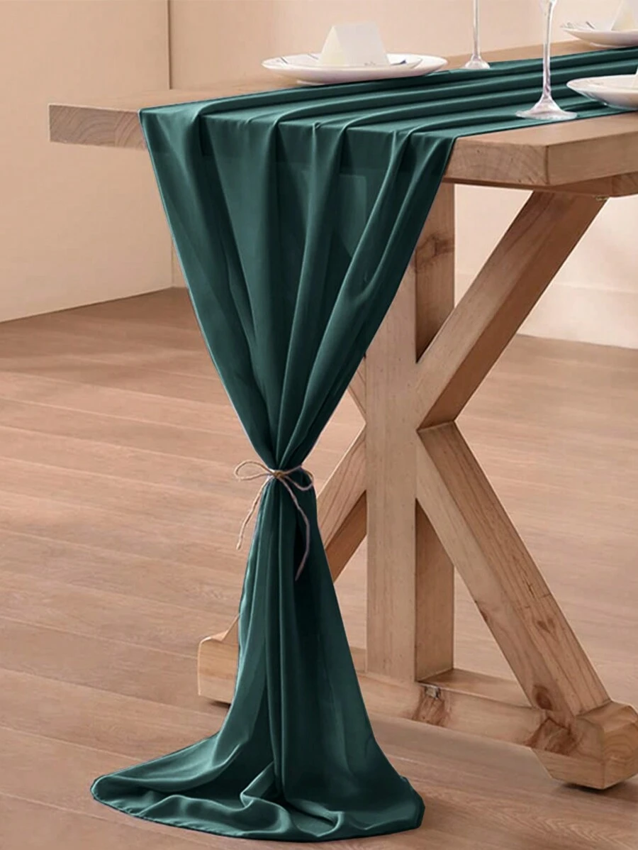 Dark Green Chiffon Table Runner, Birthday Decor Wedding Party Room Decor Table Decoration Table Cover Table Cloth, Christmas Decor 2025 New Year Decoration, Wedding Organza, Wedding Background Decoration Yarn Banner Chair Decoration Dark Green Chiffon Yarn, Party Favor, Babe Shower Decor Yarn