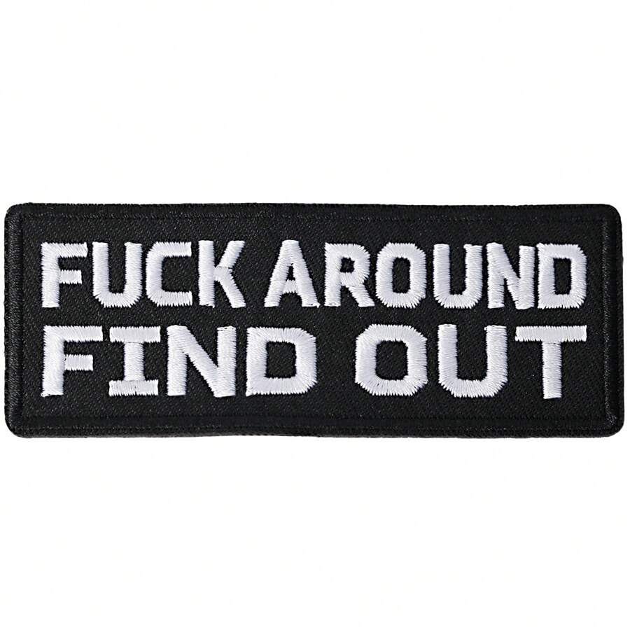 1 Stück Umkreis Finden Sie heraus Patches, 4" x 1,5" bestickte Patch mit Klettverschluss, lustige Moral Patches für Rucksack Weste Kappe Hut Jacke (Aufnäher oder Klettband)
