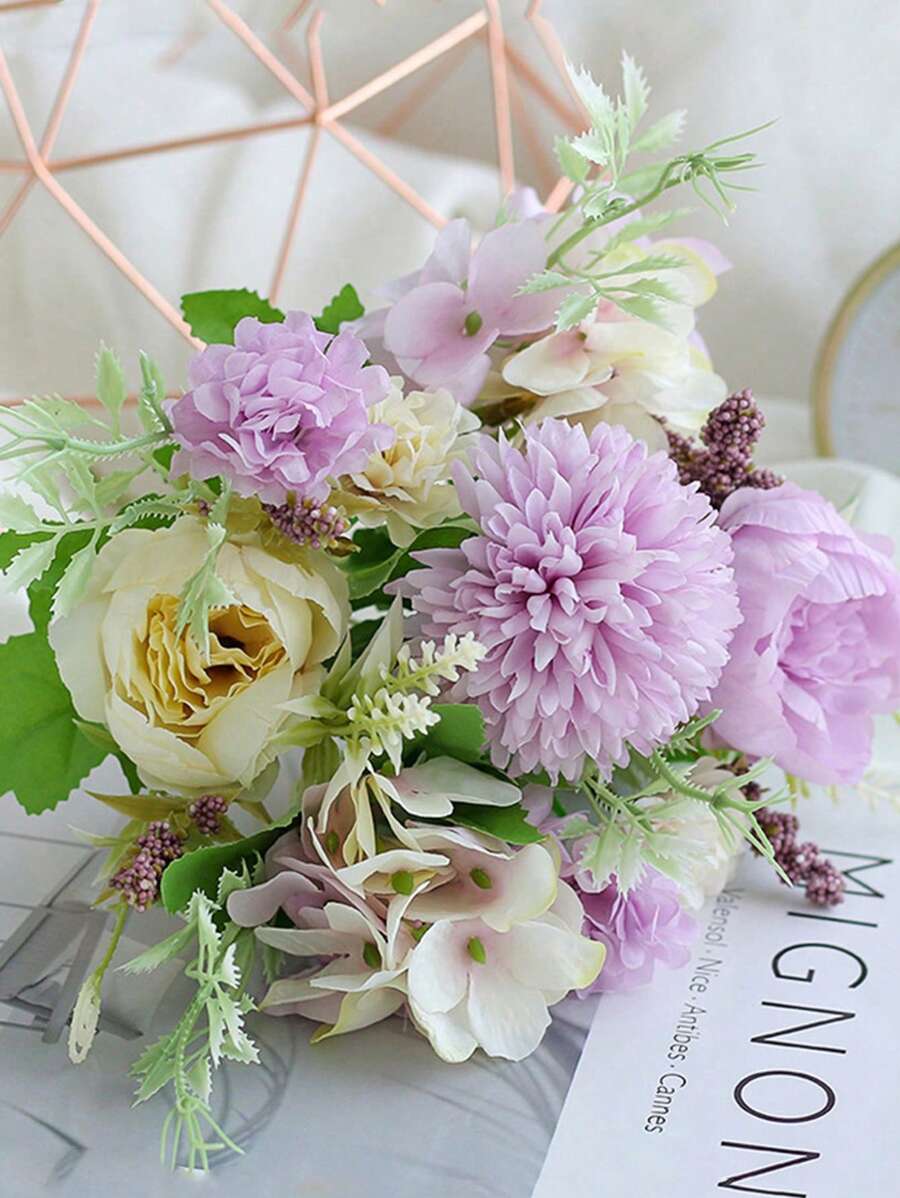 1pc Fake Rose Bouquet For Home Decor, Wedding Decoration, Photography Props