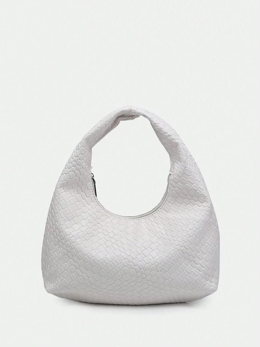 Bolsa feminina retrô minimalista de crochê imitação de concha de couro sintético angorá vermelho estampa de leopardo bolsa de ombro/axila, adequada para passeios, encontros, deslocamentos
