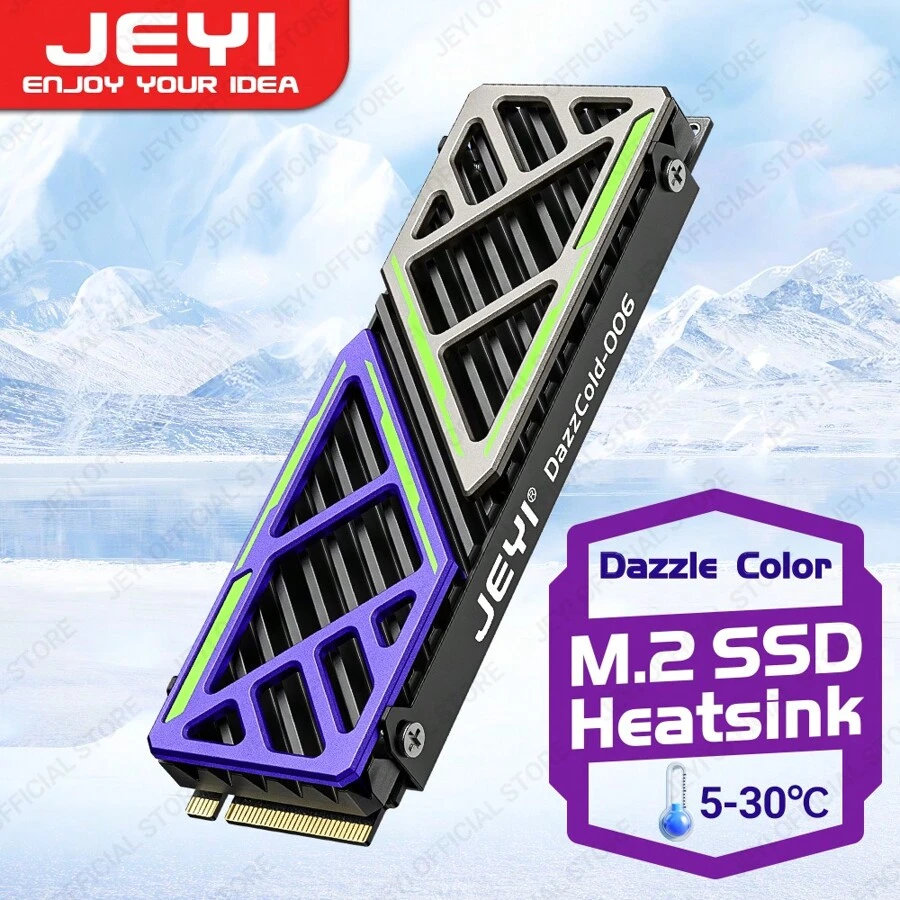 JEYI Dazzcold M.2 SSD Kühlkörper 2280 NVME NGFF Radiator Magnesium Aluminium-Legierung PC effizienter Kühler mit Thermo-Silikon-Pad