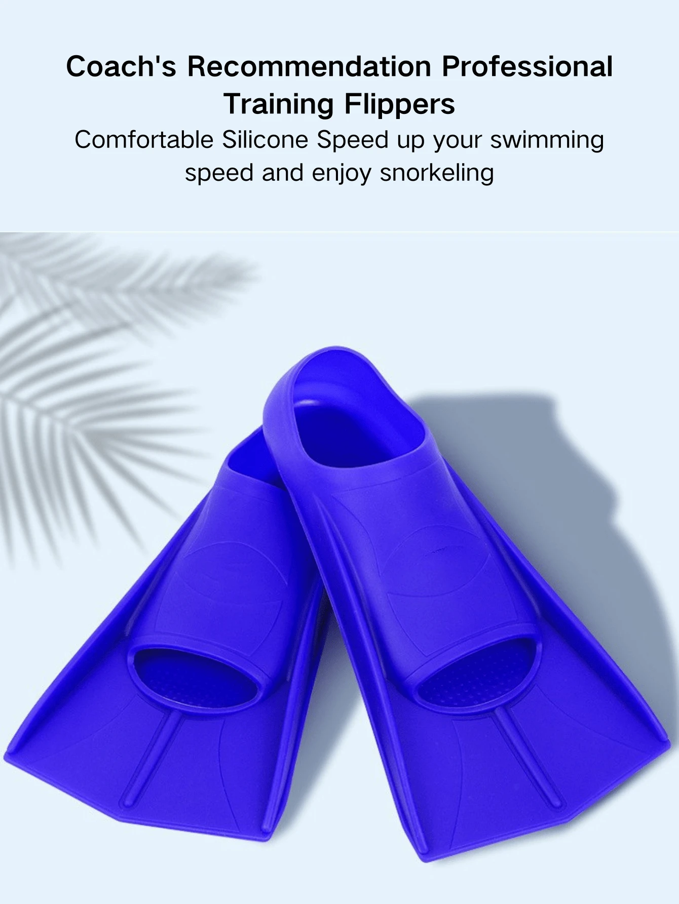 Barbatanas de Mergulho de Natação Durável Modelo Novo Azul Para Exterior Barbatanas de Treinamento de Silicone Não Tóxico Unissex para Natação e Mergulho, Produto para Mergulho, Barbatanas Curtas com Abertura para o Pé e Desenho Novo e Barato de Barbatanas Impermeáveis para Natação