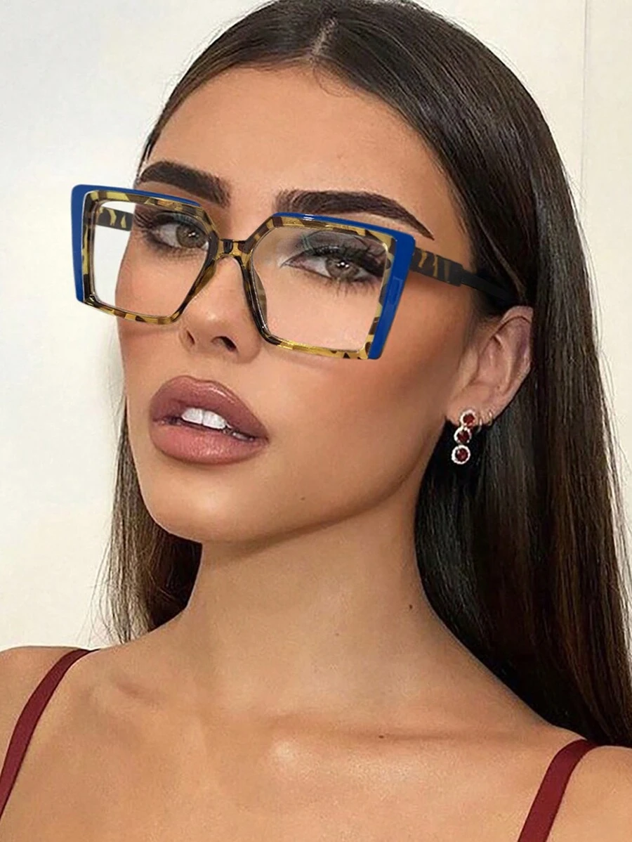 1pc Women's Fashionable Square Eyeglass Frame, Glasses, Face-Flattering, Skin-Enhancing