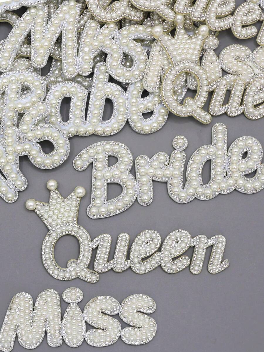 1Pc Queen Pearl Patches On Clothes Rhinestone Applique Patch For Jackets Crystal Crown Badge Sewing Crafts