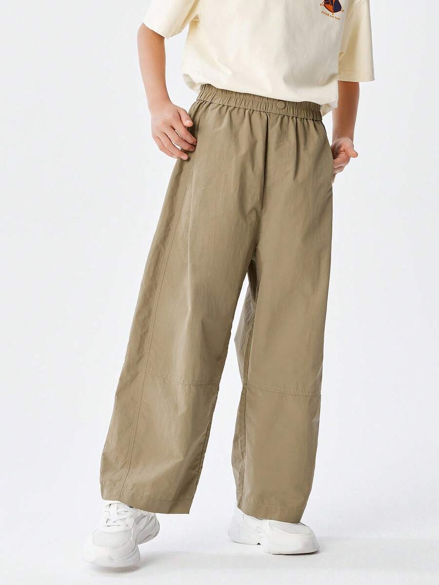 Balabala Calças retas para meninos, calças infantis, verão, menino pré-adolescente, ajuste solto casual, cor sólida, estilo simples