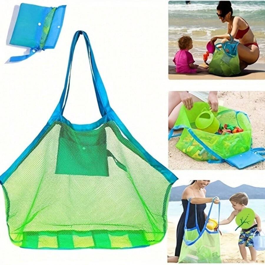 Multi-Use Large Mesh Storage Bag - Ideal For Beach Toys, Picnic Gear, And Travel Essentials; Durable Polyurethane