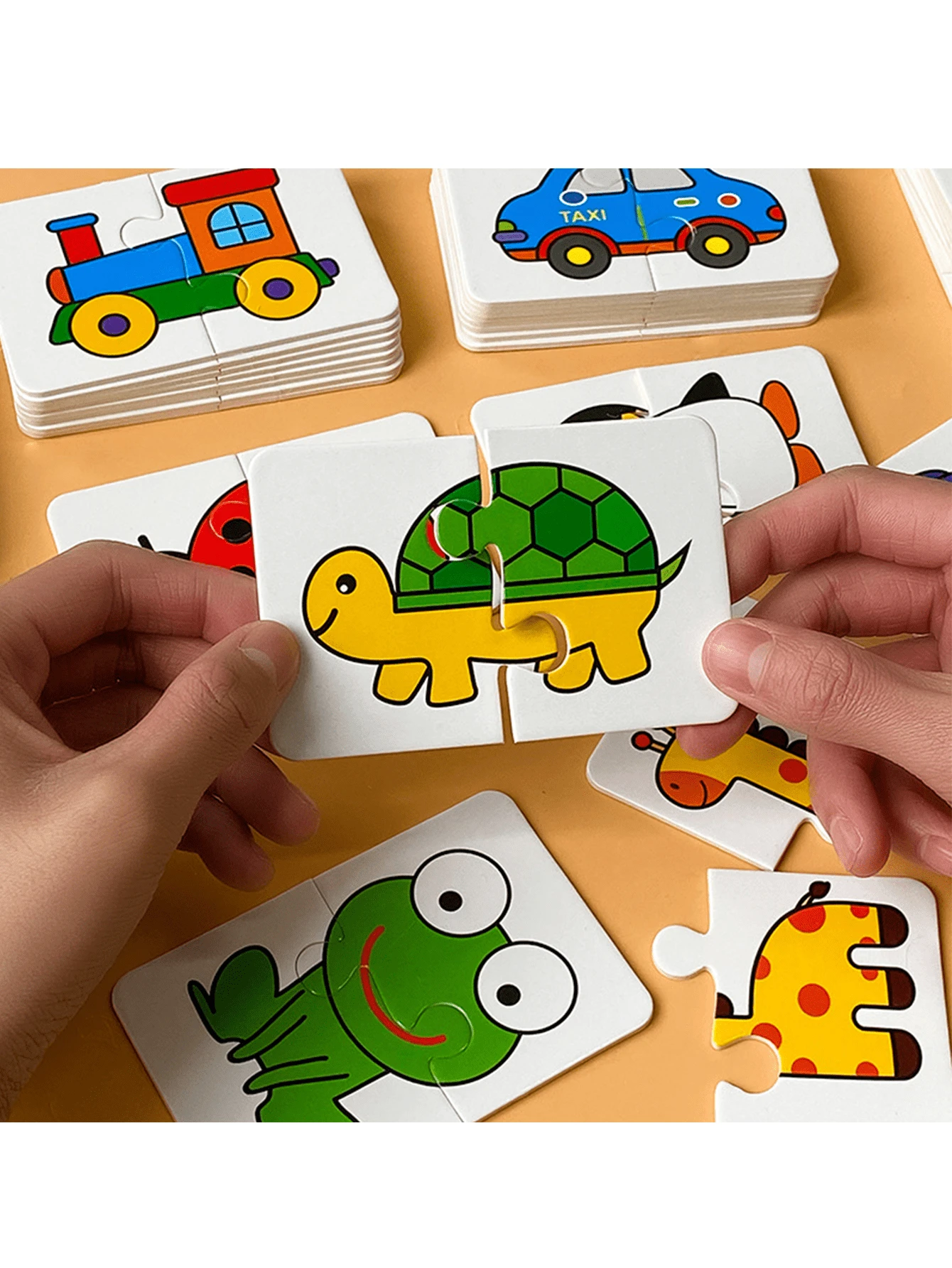 Christmas Decoration 1 Pc Children's Puzzle Baby Matching Card Early Education Cognitive Card, Vegetables And Fruits, Transportation, Daily Necessities, Animal Cognitive Puzzle Boys And Girls Toys School, Student,Stationery,School Supplies