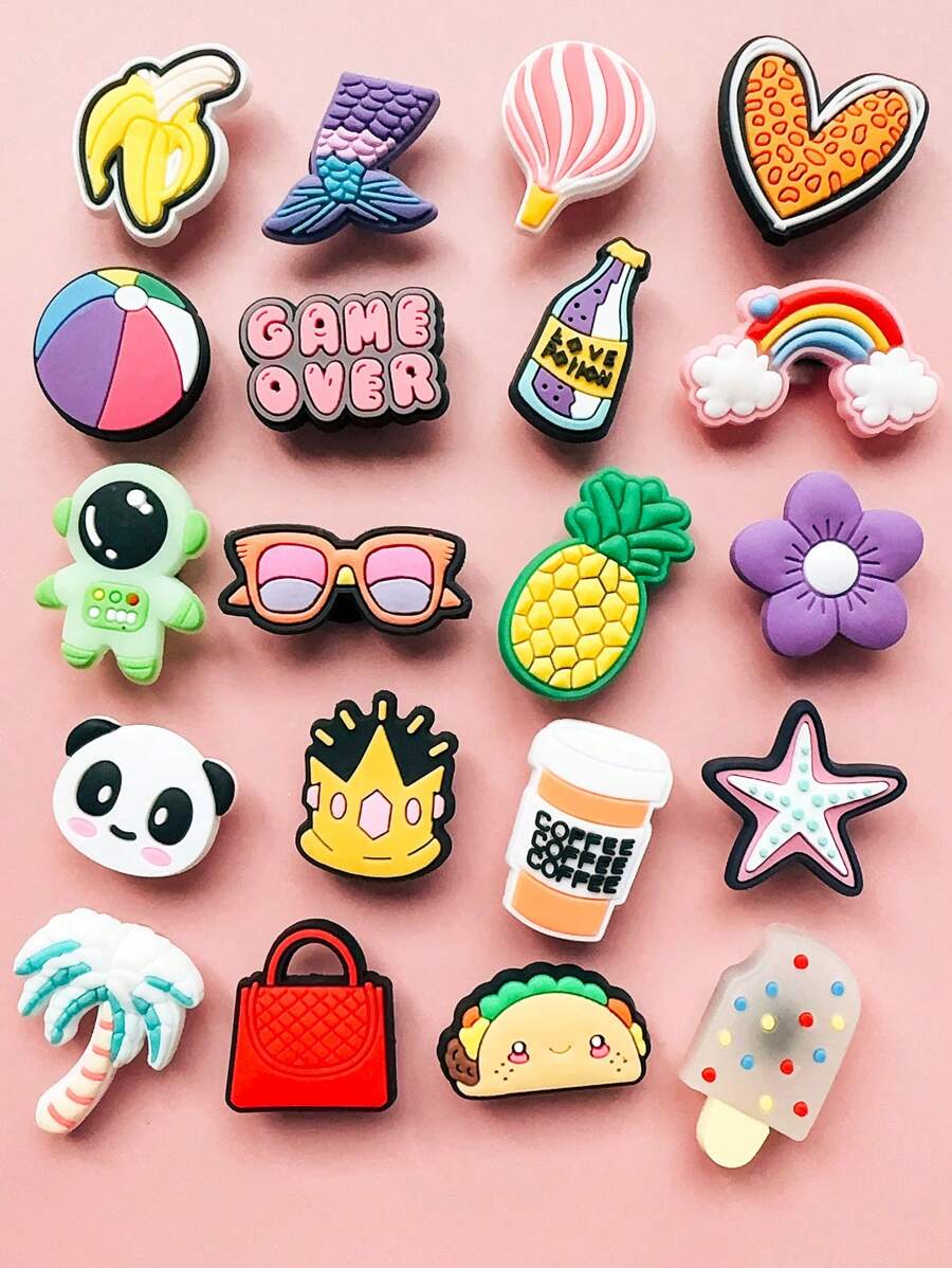20 pièces de breloques pour chaussures de la série Beach Food - Décorations colorées en PVC pour sandales et chaussures - Ajoutez du plaisir et du style à votre chaussure