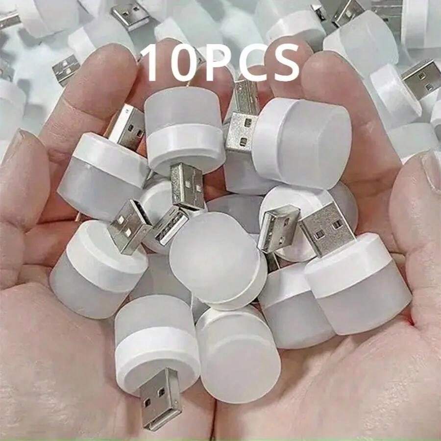 10Pcs Mini USB Night Light Warm White Eye Protection Book Reading Light USB Plug Computer Mobile Power Charging LED Night Lamp Christmas Gift Halloween Gift,Portable USB Night Light Student Eye Protection LED Light Laptop Power Bank Car Portable Light