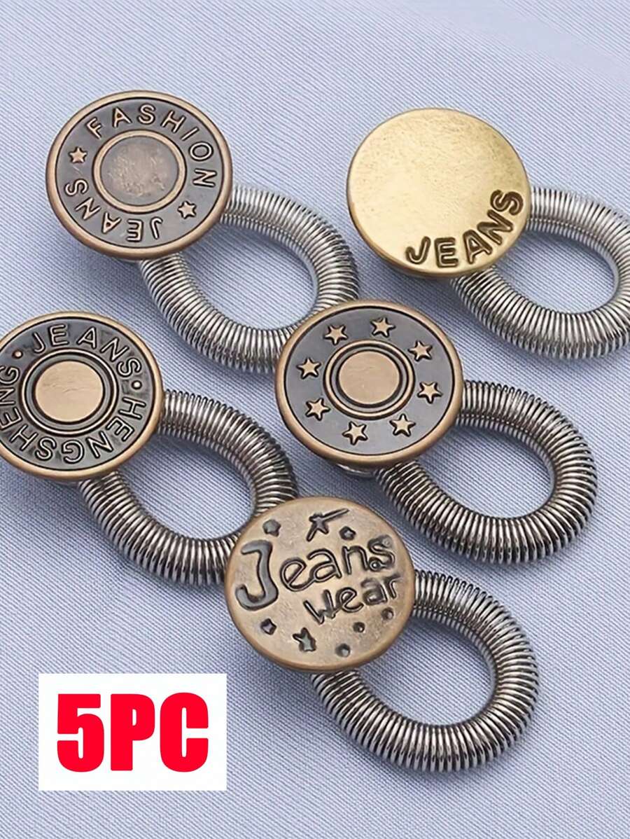 5 piezas de extensores de cintura de botón aleatorios para pantalones, jeans sin costuras ajustables y retráctiles, extensores de botones metálicos para ampliar la cinturilla