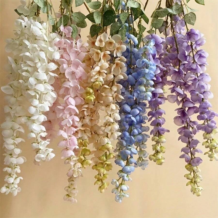 1 paquet de guirlande de fleurs suspendues de glycine pourpre - 43,31 pouces (110,01 cm) - Parfait pour les mariages, les fêtes et la décoration intérieure
