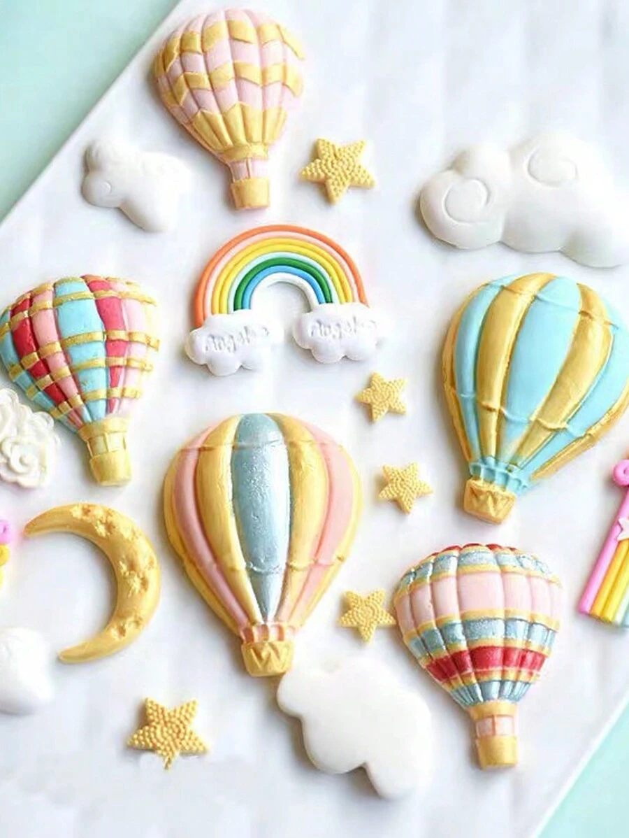 Molde de silicona con forma de globo aerostático, nube y arcoíris para hacer accesorios de decoración DIY