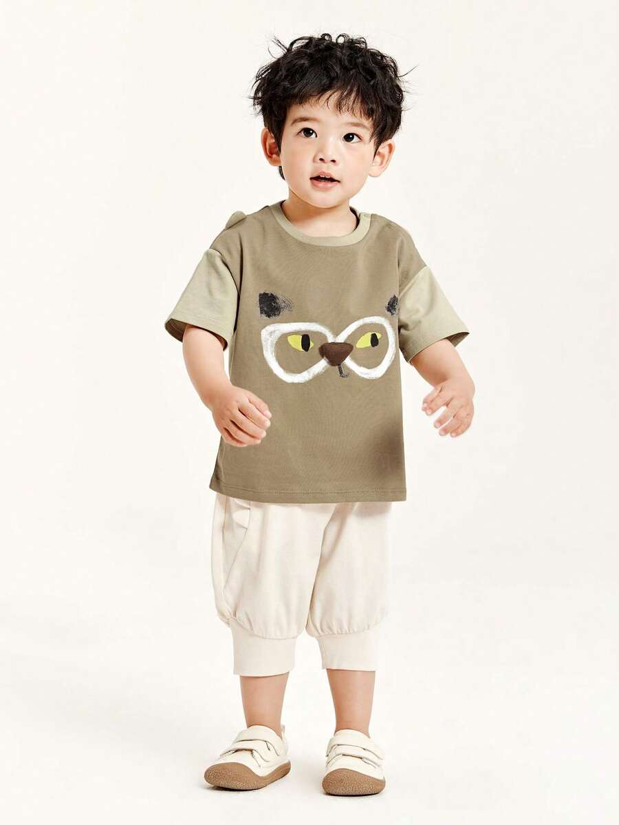 mini bala Young Boy Short-Sleeved T-Shirt Summer Skin-Friendly Children's Top
