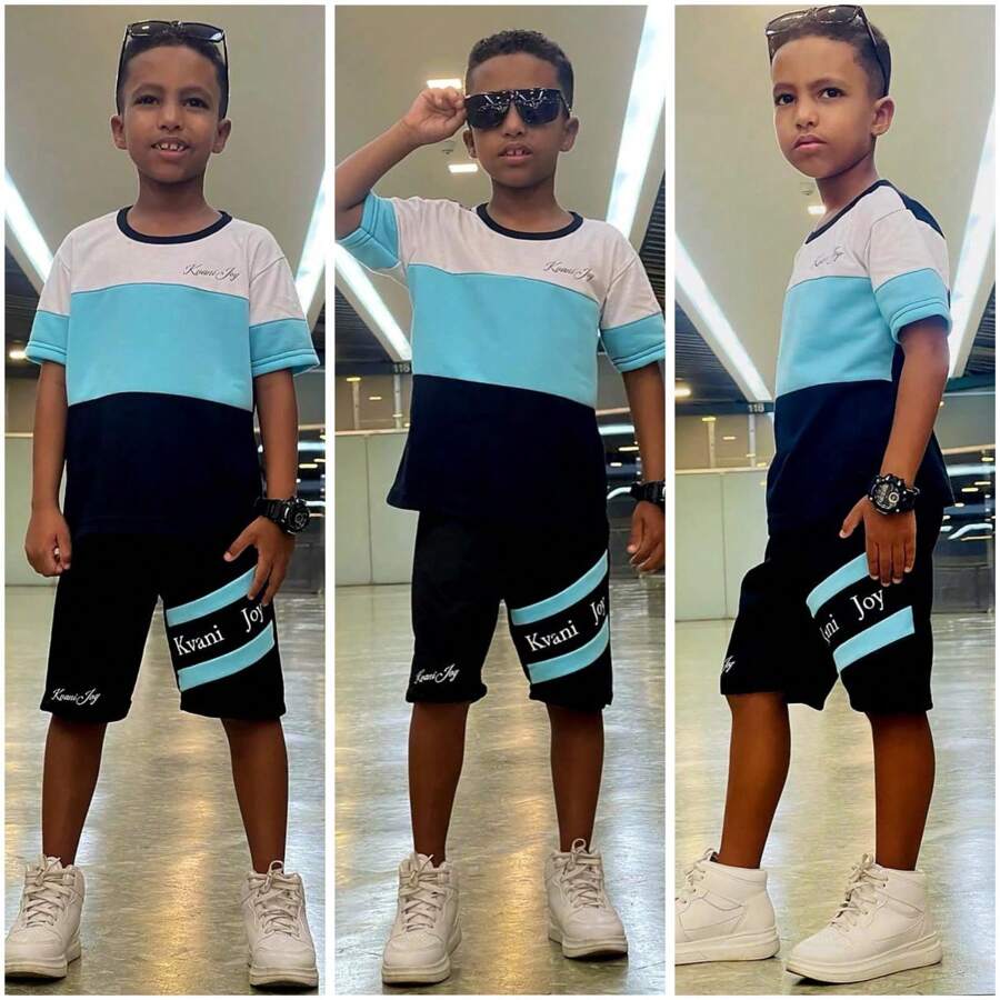 Conjunto Masculino Camiseta e Bermuda Juvenil Infantil Moda Verão Premium 2 ao 12 anos