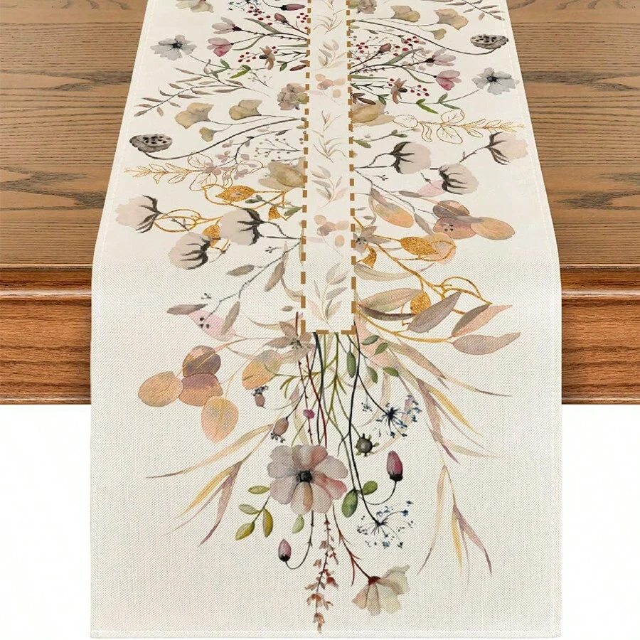 Retro Oak Leaf Tischbanner für Frühling, Vintage Gold Oak Leaf Saisonale Sommer Jahrestag Urlaub Küche Tischdekoration für Innen-und Outdoor Familienfeiern Zuhause und Küchentischdecke
