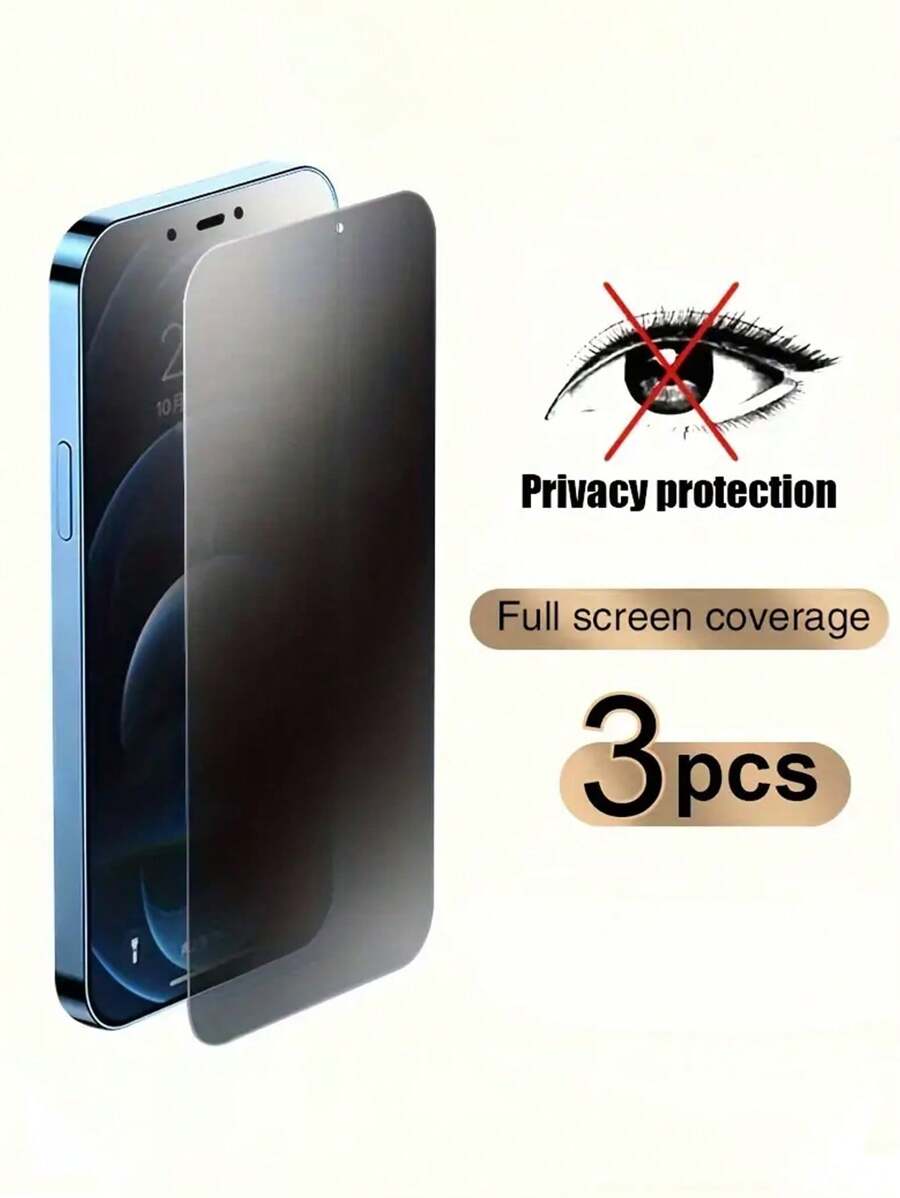 3pcs Full Cover Privacy Glass Compatible With IPhone 14 15 Pro Max Screen Protector Compatible With IPhone 13 12 11 14 15Pro XS Max XR X SE 2020 SE3 Tempered Glass