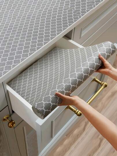 1 Roll Gray Shelf Liner For Kitchen Cabinets Non-Adhesive Drawer Liners Refrigerator Liner Non Slip Cabinet Liners For Shelves EVA Waterproof Cupboard Liner For Bathroom Kitchen Pantry.(11.8*59in)