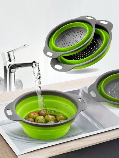 1/2pcs Foldable Kitchen Drain Basket, Multifunctional Fruit & Vegetable Storage Basket