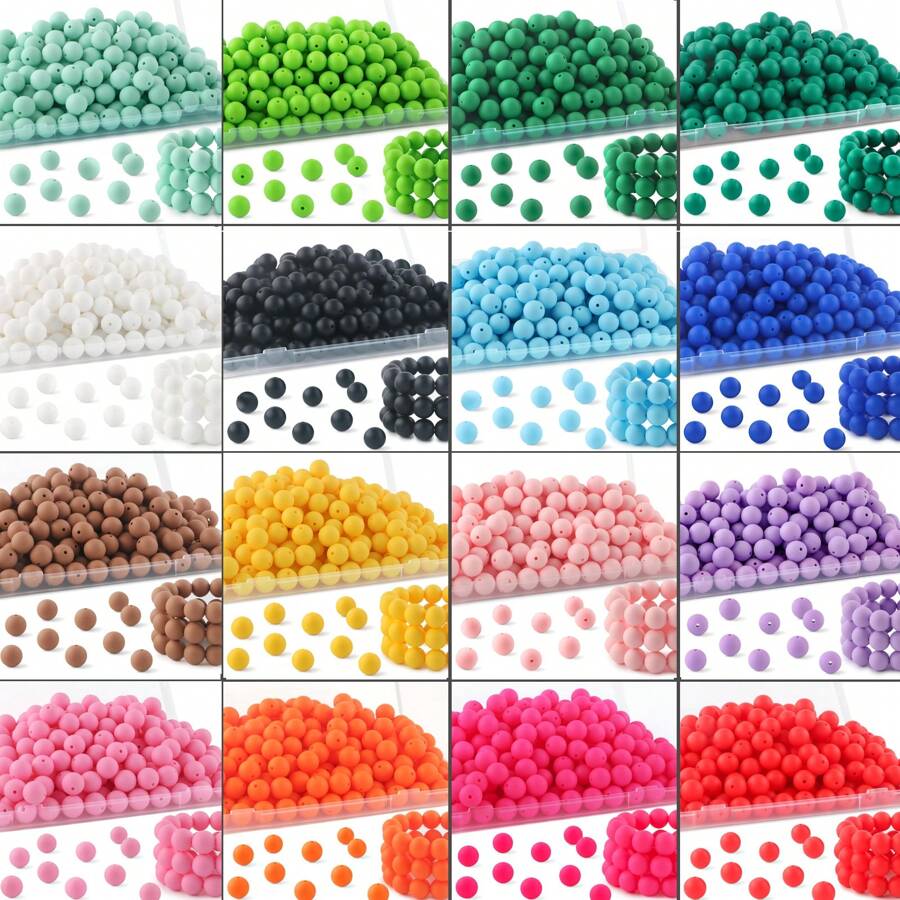 30 peças/20 peças 12mm/15mm Contas de Silicone, Usadas para Fabricação de Chaveiros, Contas Solta de Silicone para Fabricação de Pulseiras e Colares, e Contas de Silicone Circular para Canetas