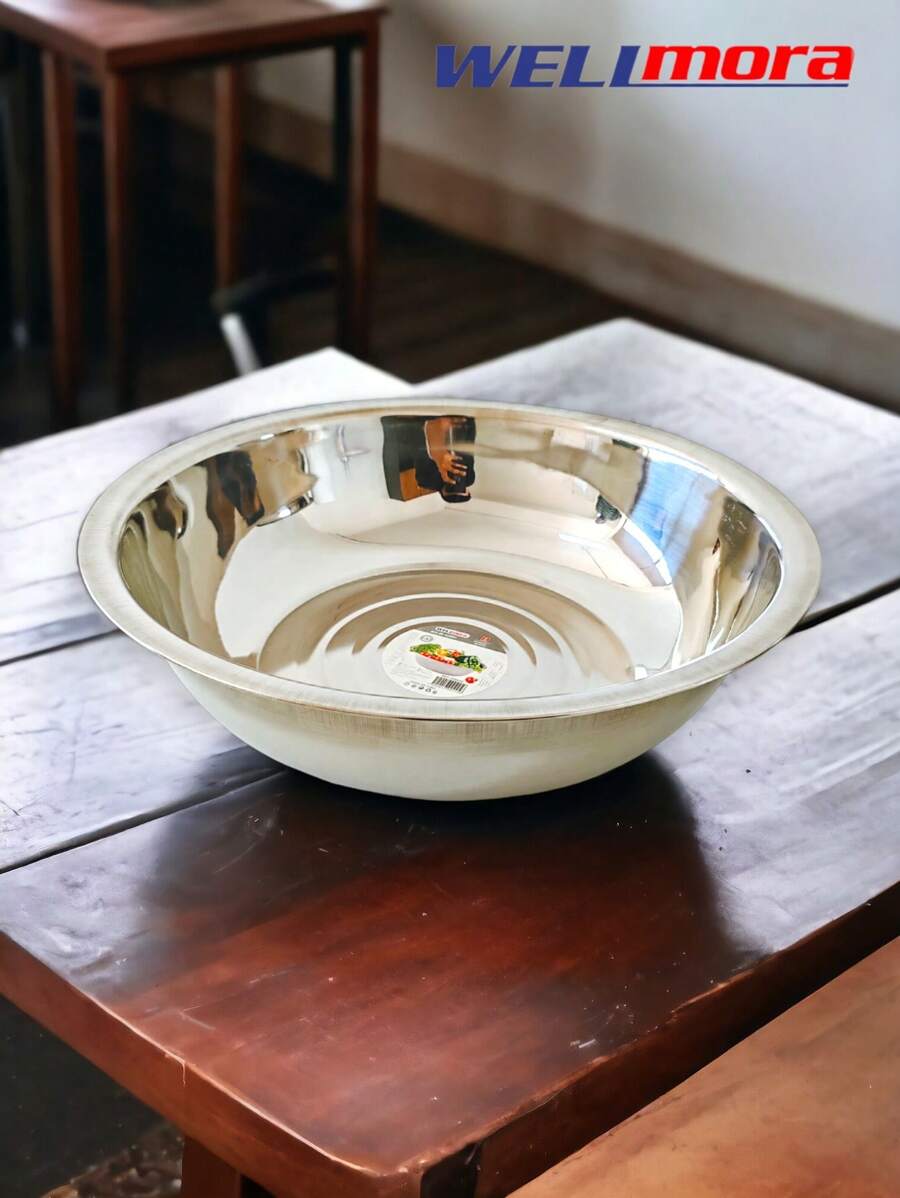 Bowl De Acero Inoxidable (35x9.5 Cm) Tazón De Cocina Multiusos Para Mezclar, Servir Y Preparar Alimentos - Cuenco Para Aperitivos - Ensaladeras Premium
