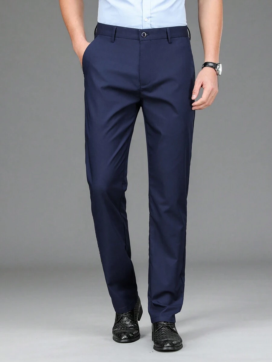 Stretch Casual Pants Men Straight Leg Business Slim Fit Dress Pants, Suitable For Wedding, Office, Business Travel, Halloween, All Season Work Trousers