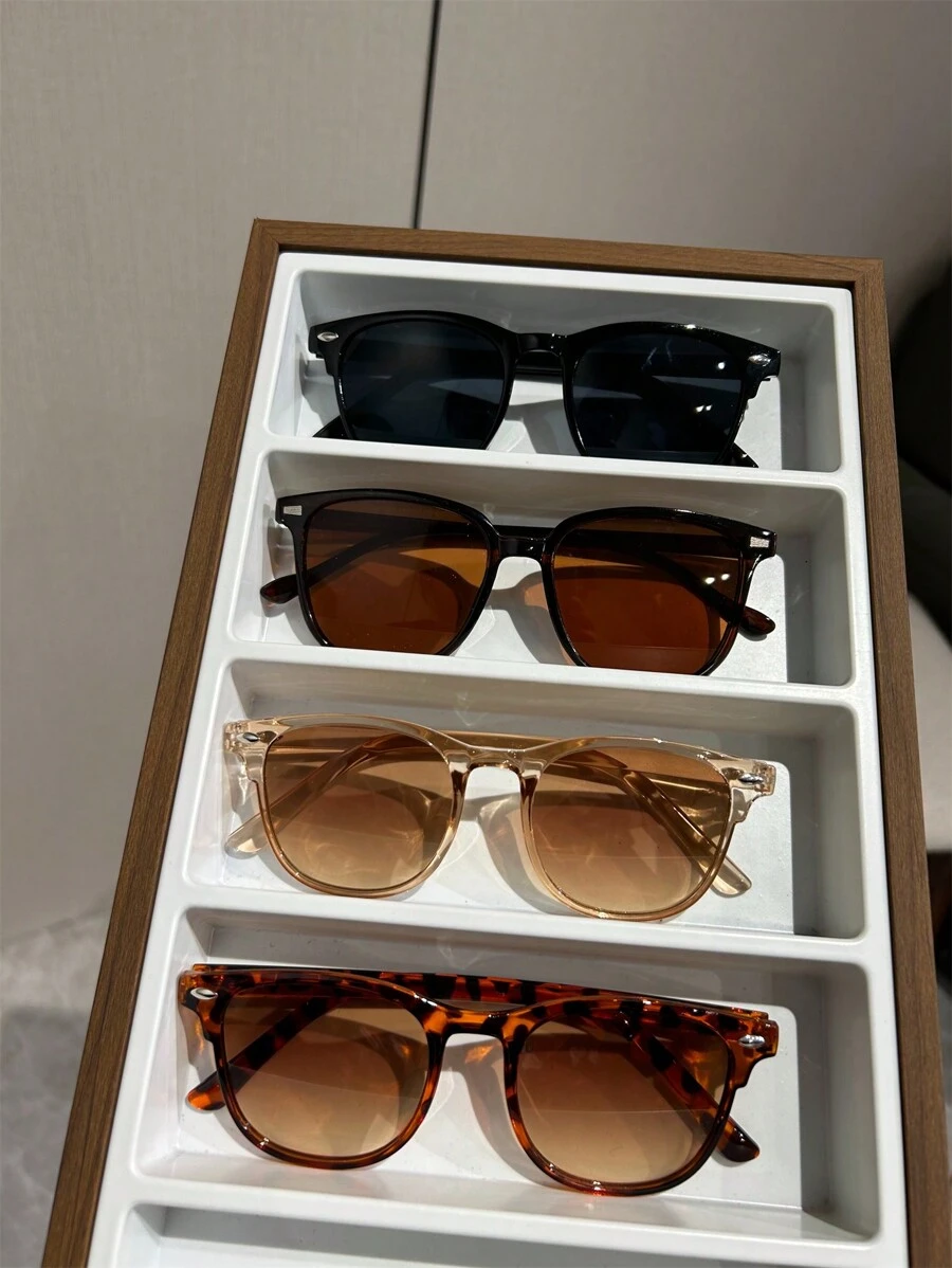Set Of 4 Men Oval Shape High-End Outdoor Street-Style Fashionable Eyeglasses Beach Accessories Glasses Shades For Summer Beach Vacation,Outdoor,Travel