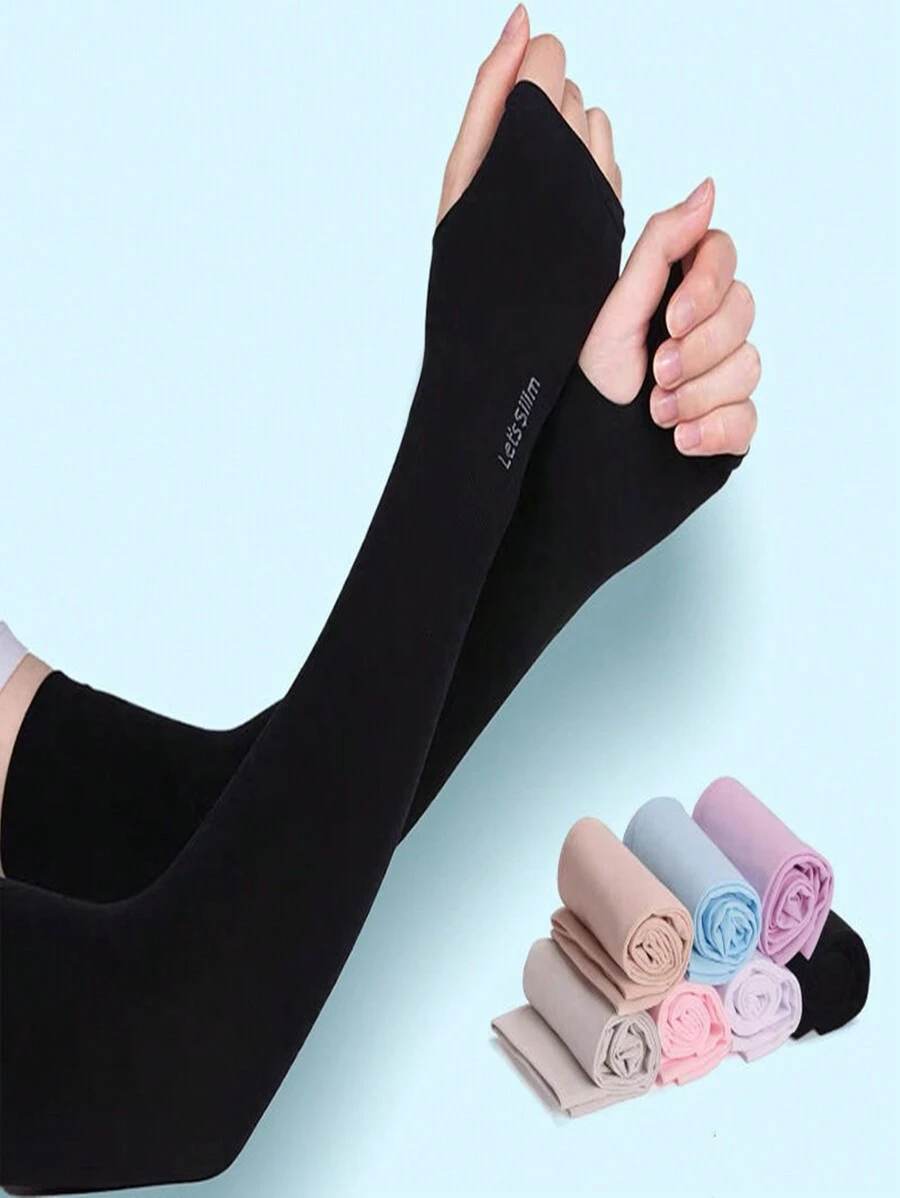 Sun Protective Anti UV 1Pair Summer Ice Silk Long Sleeves Anti-Sunburn Arm Cover Men Women Cuff New Cool Hand Sleeves Anti-UV Cycling Arm Sleeve Fingerless,Suitable For Cycling And Riding Motorcycle