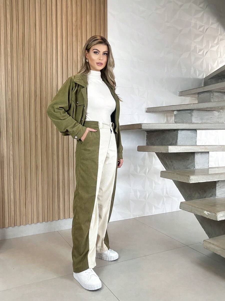 Calça Pantalona Pernas Largas Estilosa e Basica com bolso