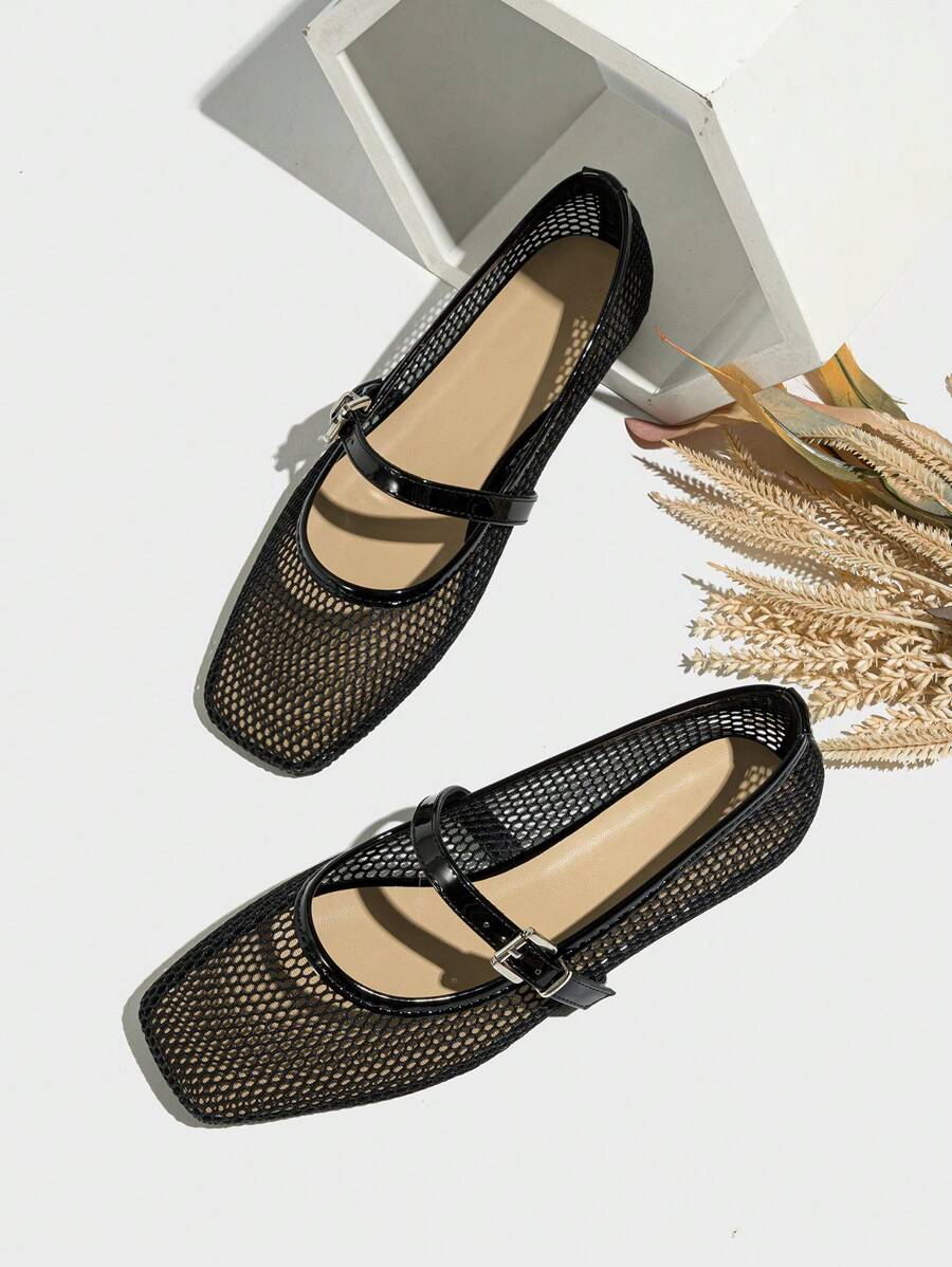 New Ballet Flats For Women, Round Toe Flat Shoes, Solid Color Breathable Casual Sandals, Fashionable And Comfortable, Black