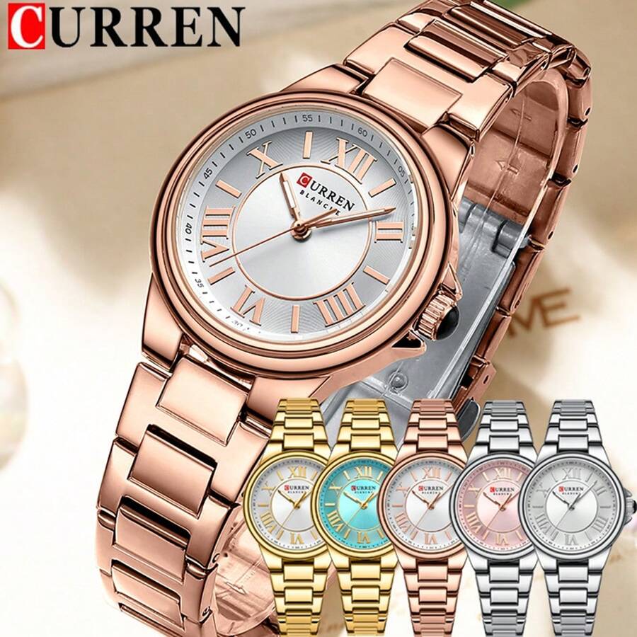 CURREN Fashion Women Watch Top Brand Luxury Lady Girl Classic Wristwatch Stainless Steel Bracelet Strap Simple Original Waterproof Elegant Female Clock Gift 9081