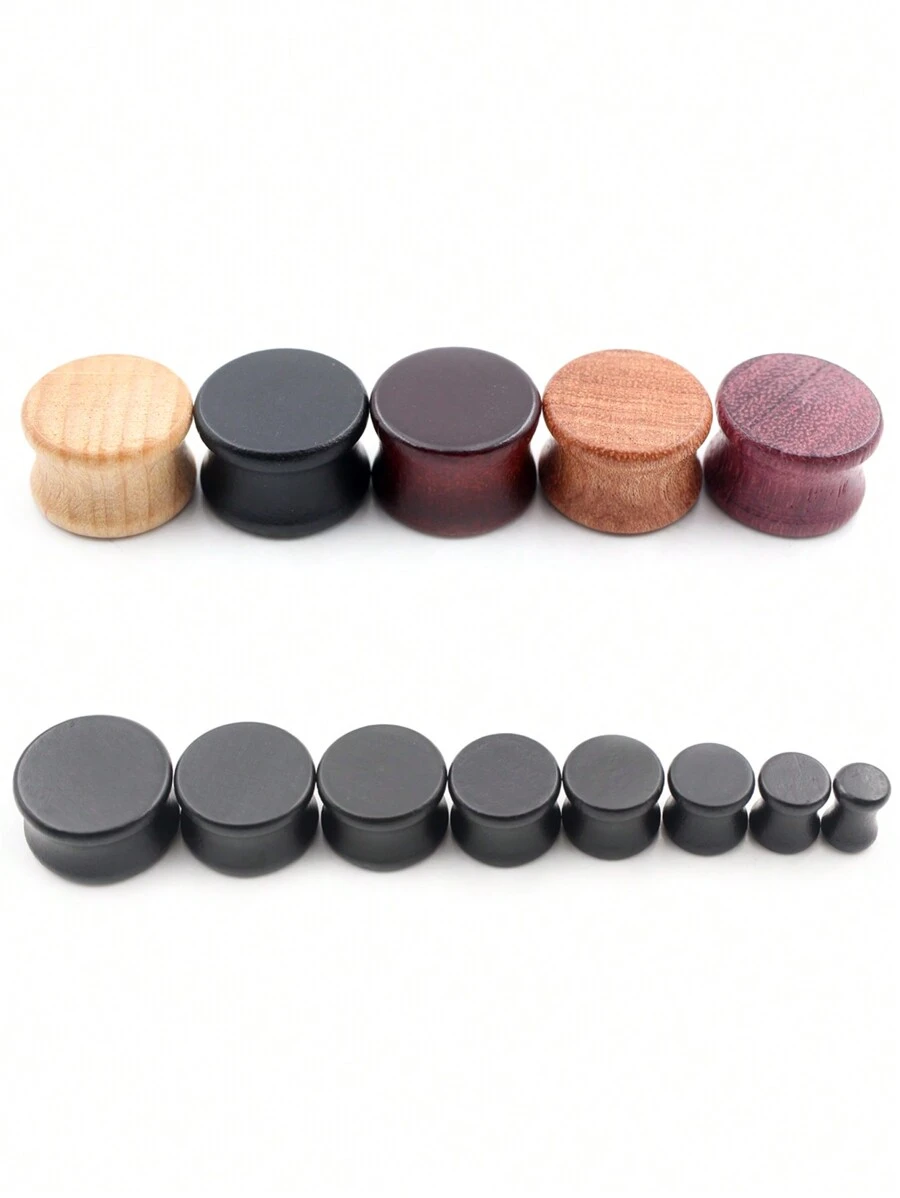 2 Peças Plugues e Túneis de Madeira, Expansor de Orelha, Plugues de Madeira Natural, Túneis, Tamanhos 6mm-20mm, Túneis de Carne, Joias Corporais, Piercings