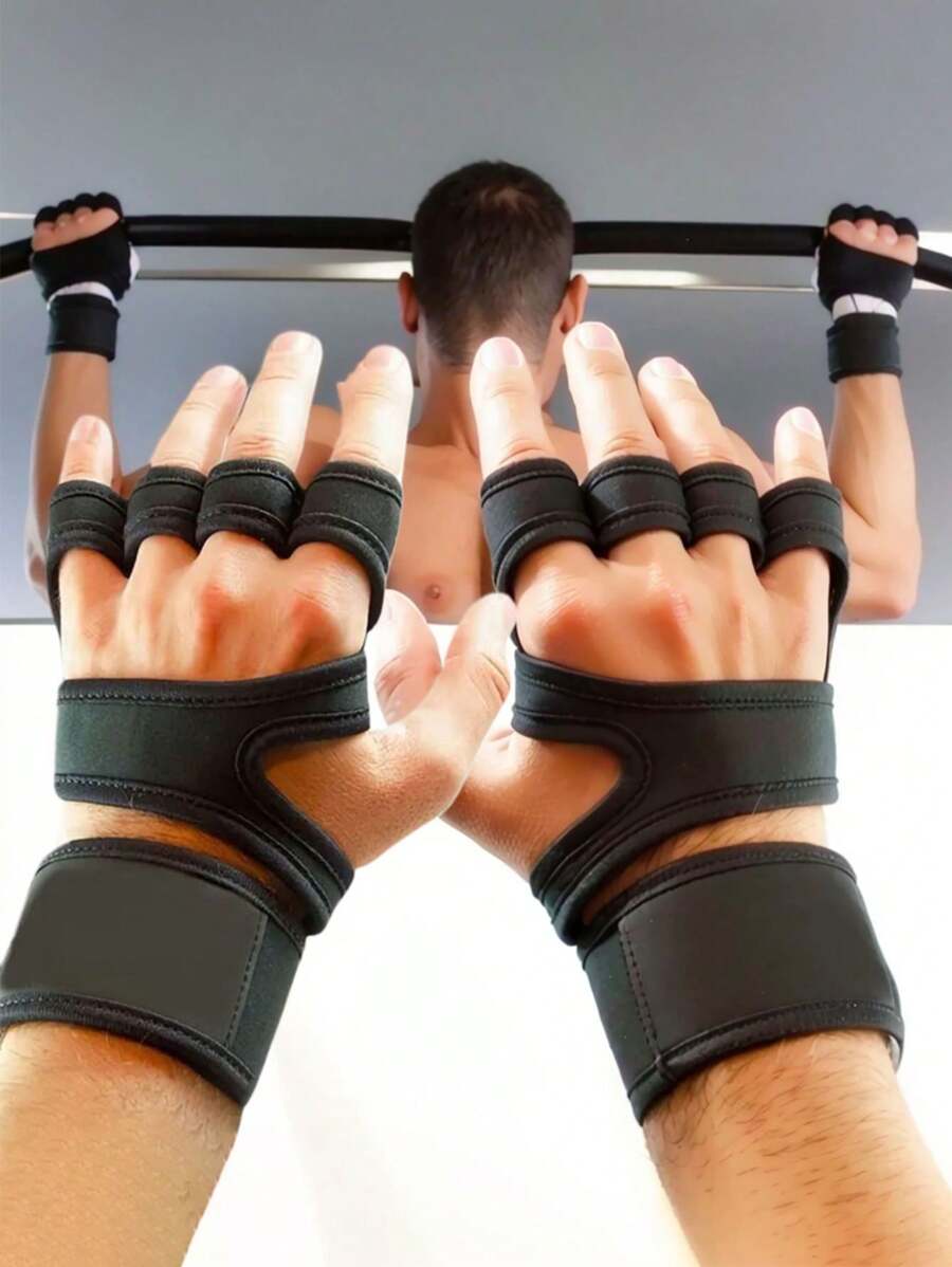 Gants de fitness pour hommes et femmes respirants - polyester durable avec design sans doigts, adapté à la musculation et à l'entraînement de remise en forme, avec sangle de sécurité