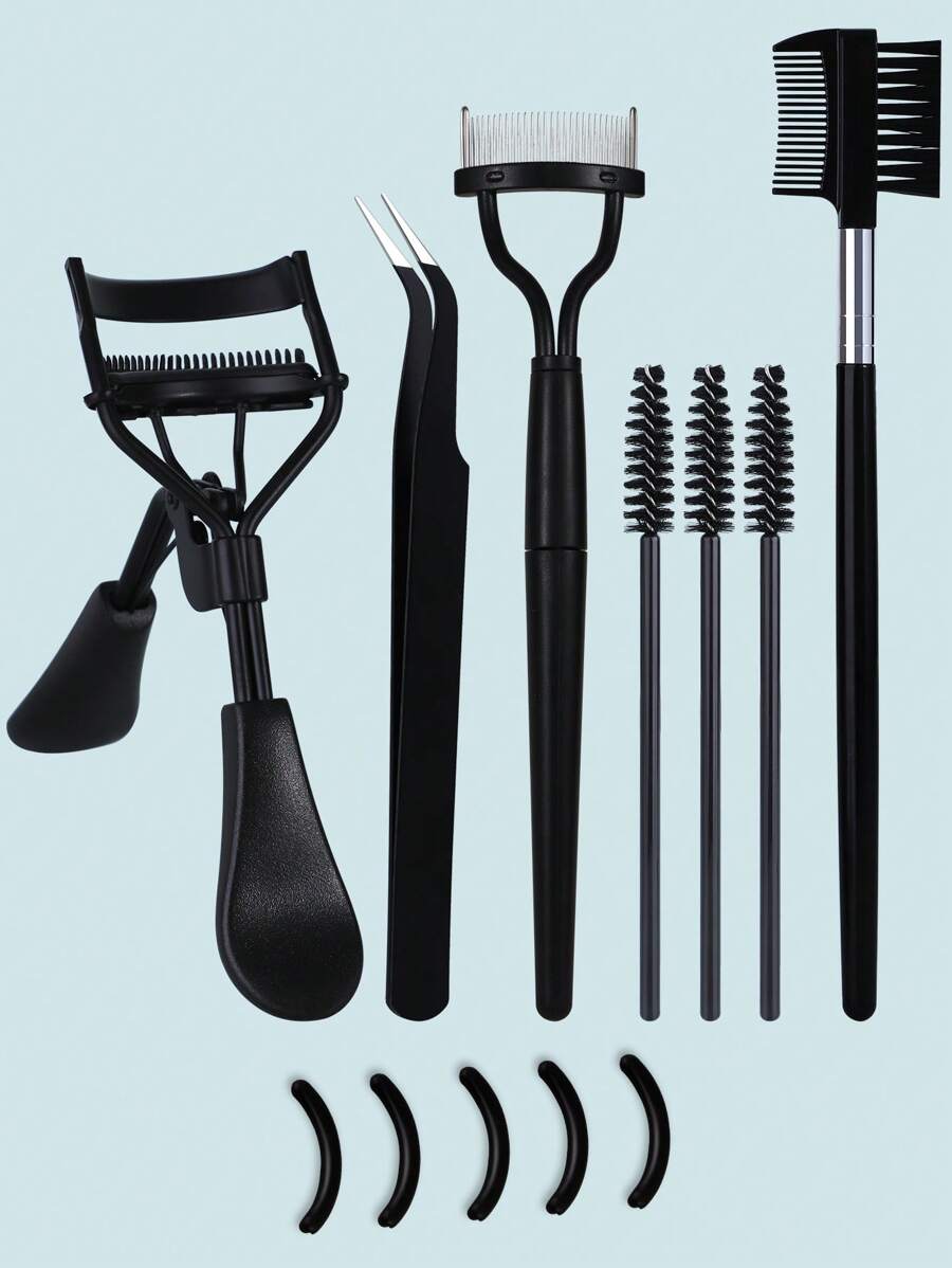 Set de rizador de pestañas 6 en 1, kit de cepillos para cejas para mujeres con rizador de pestañas, separador de peine de pestañas, pinzas de pestañas, 3 cepillos de rímel, 5 almohadillas de repuesto de silicona para pestañas y cejas,rizador pestañas rizador de pestañas enchinadores