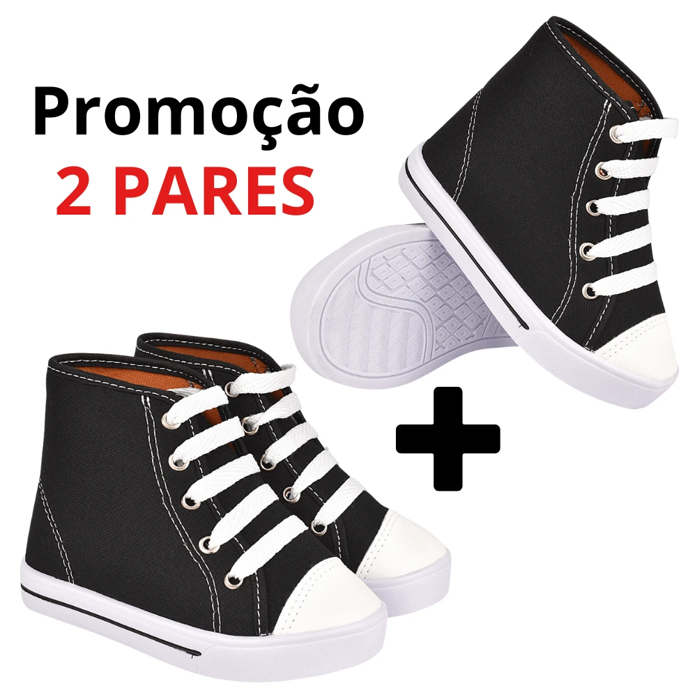 2 Pares Tênis All Starzinho Infantil Sapato Feminino Masculino Sapatinho de Bebê Infantil Confortável Cano Alto