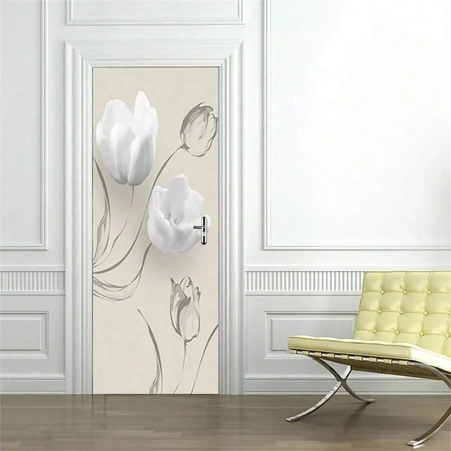 Modern Fashion White Faux Pearl Door Stickers Self Adhesive 3D Abstract Line Strip Door Wallpaper Wardrobe Cabinet Fridge Mural Cover Personalized Home Decoration Stickers,Stickers,Wall Decal,Vinly Decal For Home Decorations,Spring Decoration Items Refesh Your Home,Rama Decoration Stickers Gifts Birthday Graduation