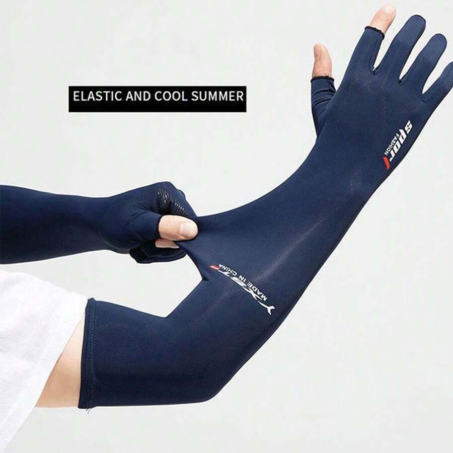 Sun Protective Anti UV Summer UV Protection Ice Sleeves Breathable Arm Sleeves For Driving Or Cycling With Extended Two-Finger Gloves