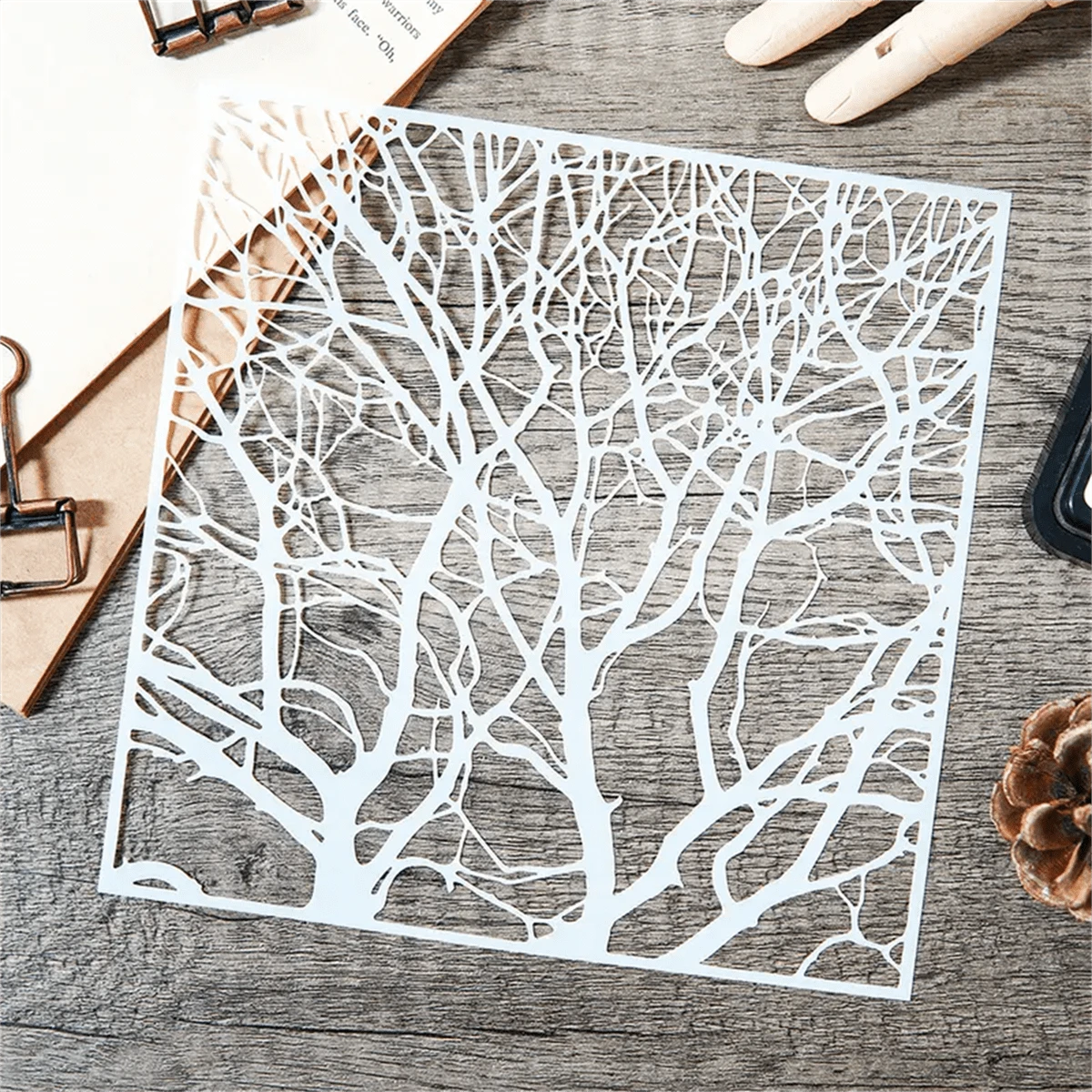 1pc The Joy Of Art Branches DIY Stencil For Wall Painting Scrapbook Coloring Embossing Album, Decorative Paper Card Template