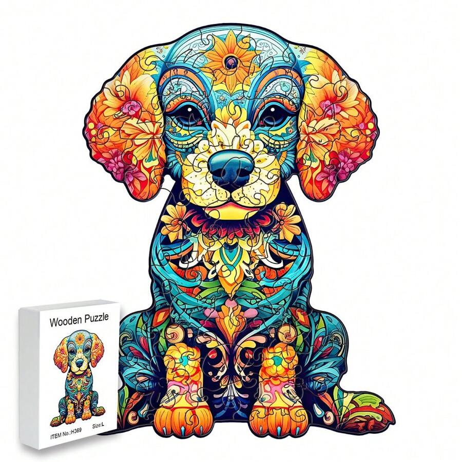 Caja regalo de rompecabezas de madera en forma de cachorro, regalo exquisito, rompecabezas asimétrico con forma de animal, regalo personalizado para mayores, juego interactivo familiar, rompecabezas difícil, rompecabezas, rompecabezas de madera, mapa del mundo de madera