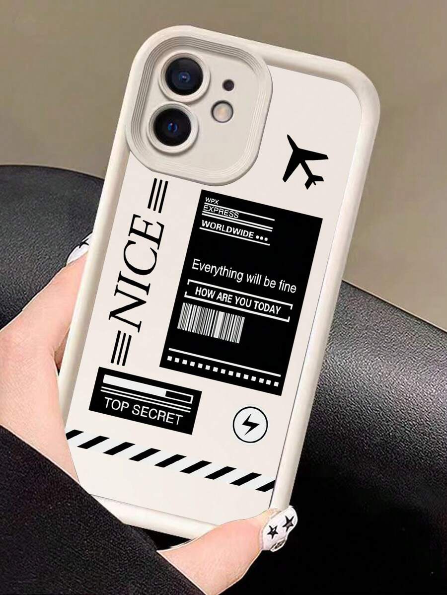 1pc Black And White Personality Design Pattern Phone Case
