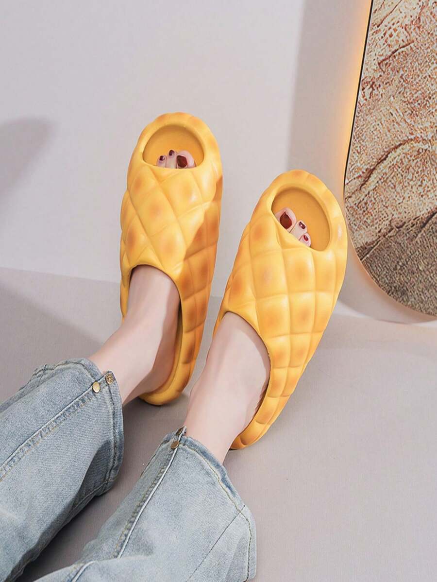 Women Pineapple Bun Slippers, Open Toe, Non-Slip And Wear-Resistant Sole.