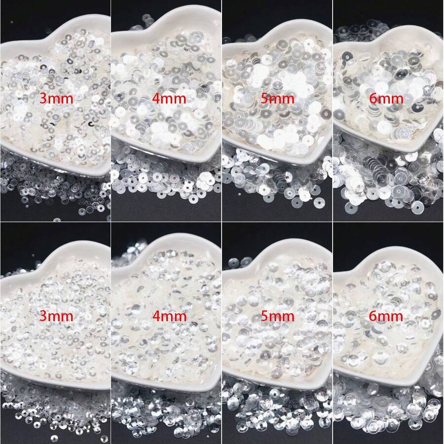 10g Crystal Sequin Paillettes 3mm 4mm 5mm 6mm Pvc Round Flat Cup Sequins For Jewelry Hairband Sewing Wedding Craft DIY Accessories