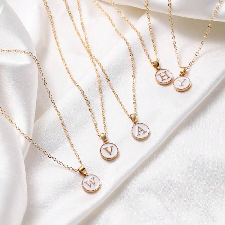 1 Stück Modische Halskette Mit Buchstaben-anhänger, Personalisierte Buchstaben-halskette Für Frauen Und Mädchen, Goldfarben, Geschenk-accessoires