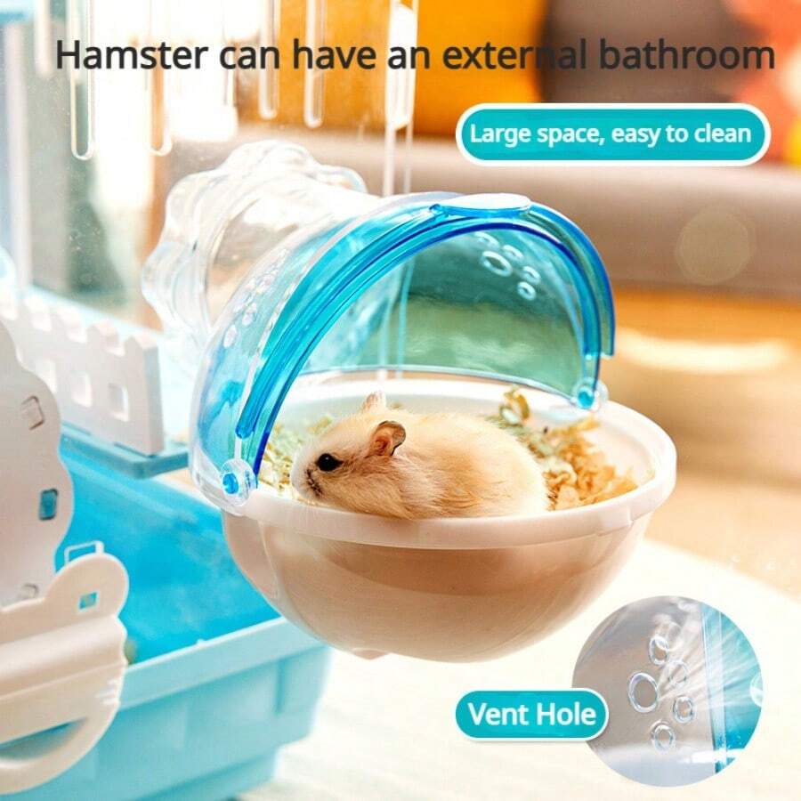 Habitación externa de baño de hamster a prueba de salpicaduras de arena, modificada para sala de sauna que puede conectarse a la caja de arena para baño