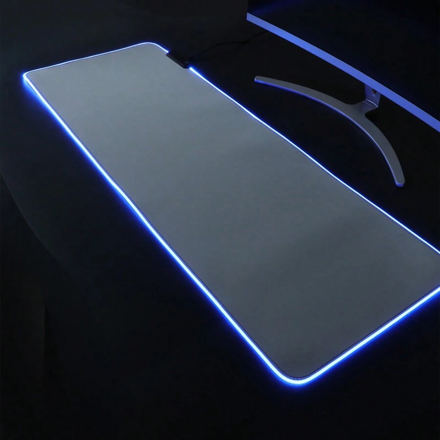 1pc Grey Rgb Backlit Gaming Mouse Pad For Desktop/laptop