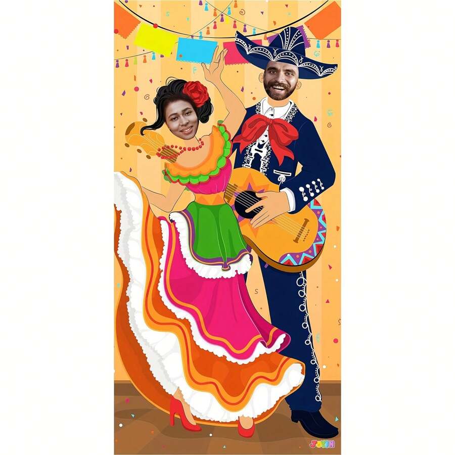 Banner de puerta con foto de pareja para carnaval, suministros para fiestas, decoración, tema mexicano de carnaval, fiesta o festivales, Navidad