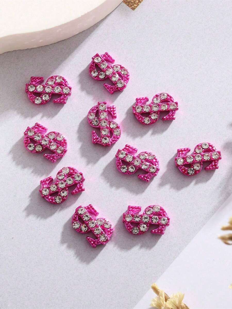 10 stks/zak Legering Strass 3D Dollarteken Ontwerp DIY Nail & Teen Arts Decoraties Nail Charms Nail Gems Nagelbenodigdheden