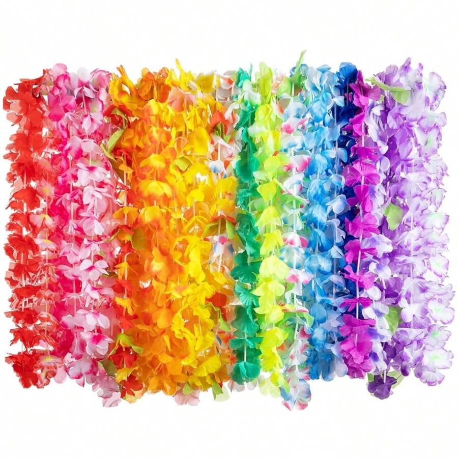 2/6/12 Piezas a Granel de Guirnaldas Hawaianas, Collares de Guirnaldas Tropicales Coloridas para Adultos, Decoraciones y Recuerdos para Fiesta Hawaiana en la Playa
